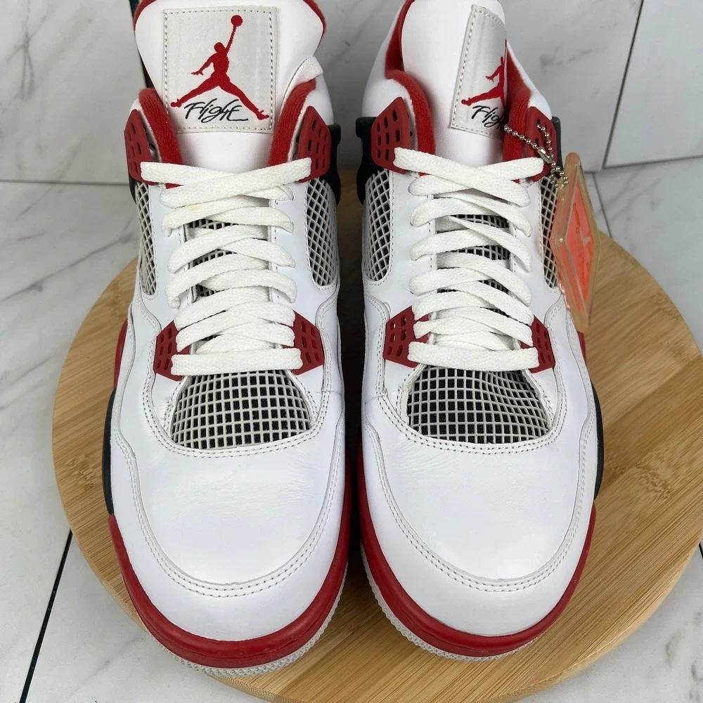 Nike Air Jordan 4 Retro Fire Red 2012 Mens Size 12.5 White Sneakers 308497-110